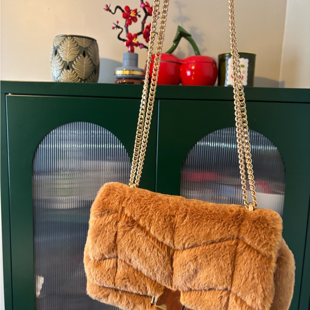 Faux Fur Tan Shoulder Bag